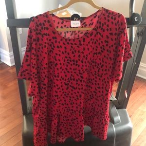Red and black plus size top